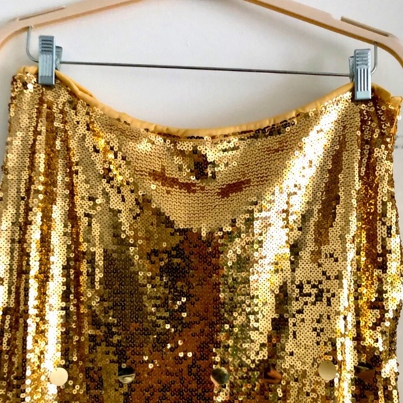 🎉Plus Size Elegant Gold Or Silver Long Sequin Formal Midi Skirt - Picture 6 of 16